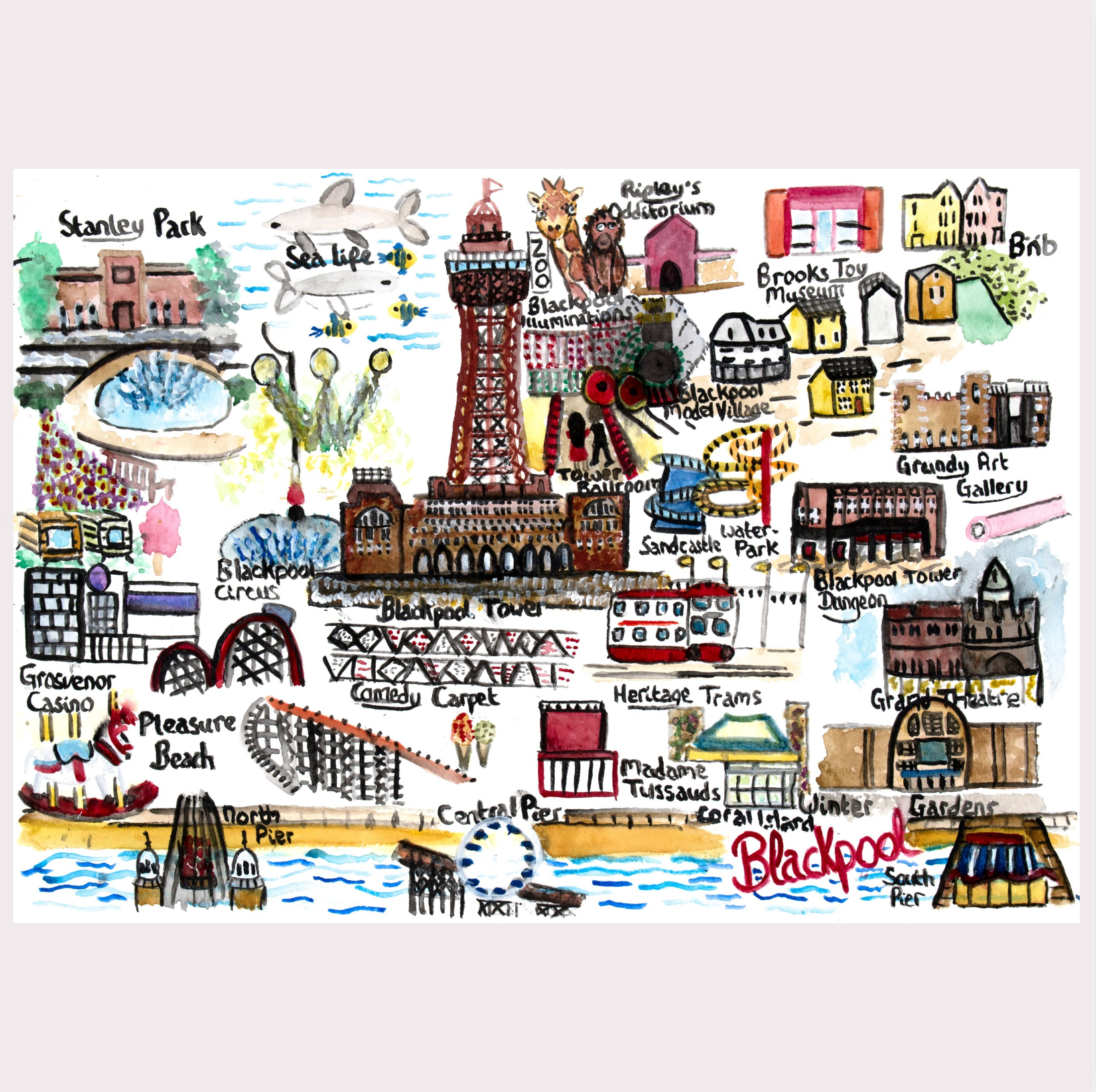 Blackpool Map Art Print