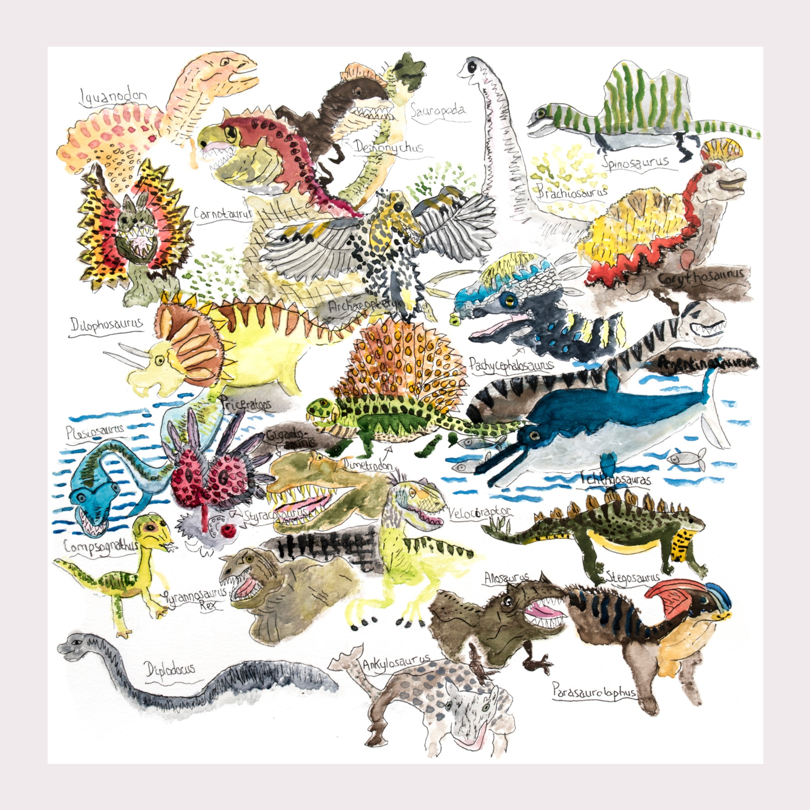Dinosaur Art Print | The Wonky Artist