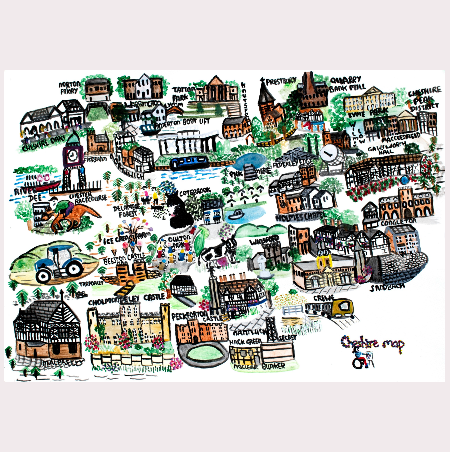 Cheshire Map Art Print