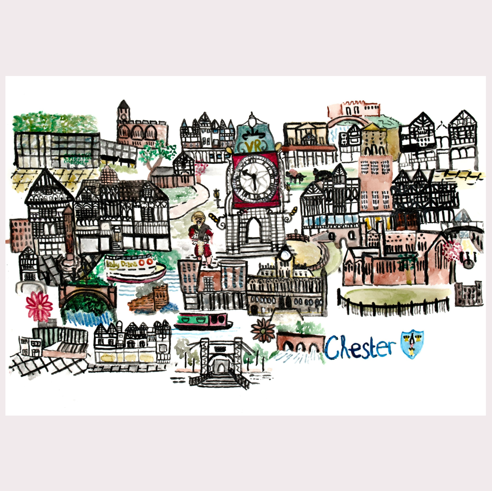Chester Map Art Print