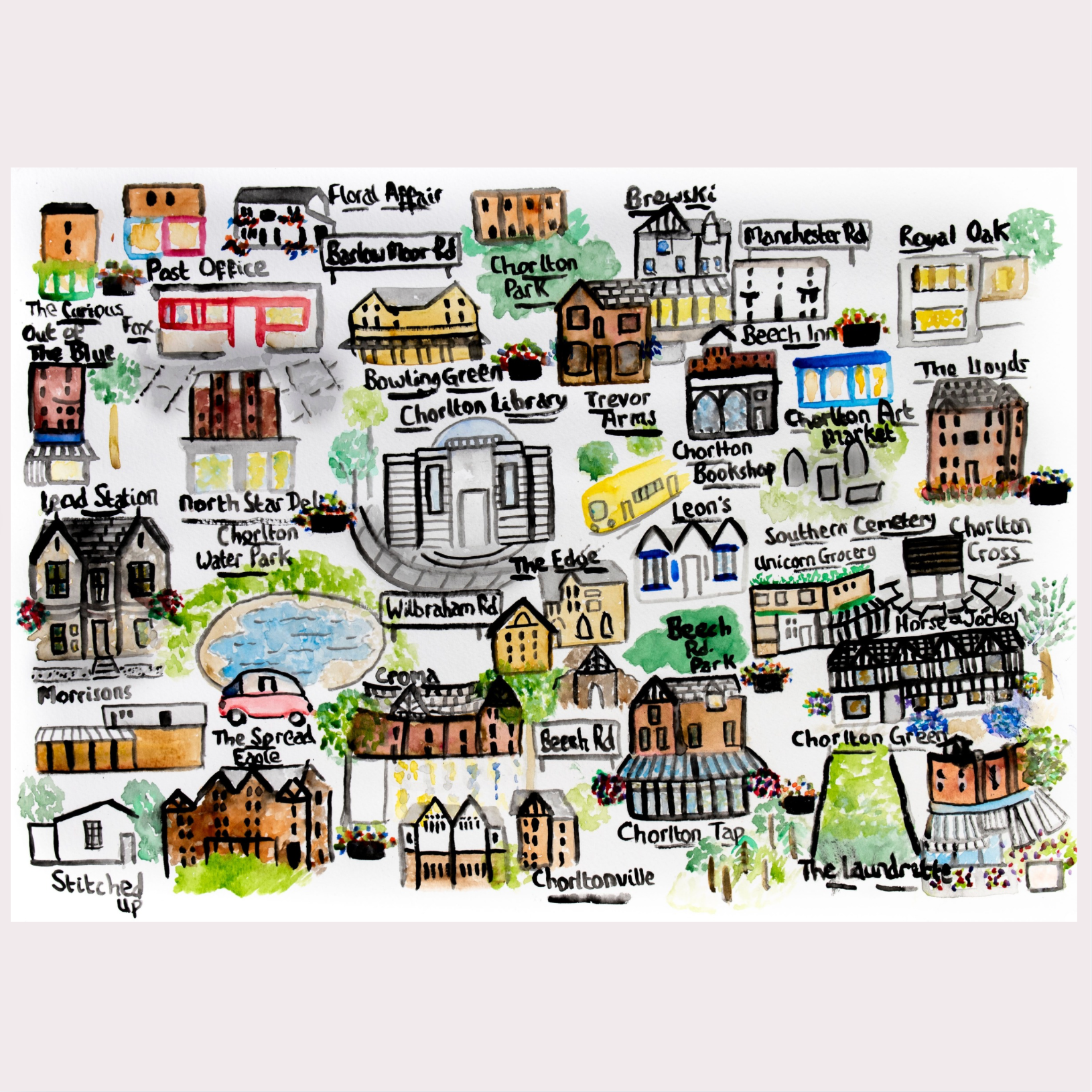Chorlton Map Art Print
