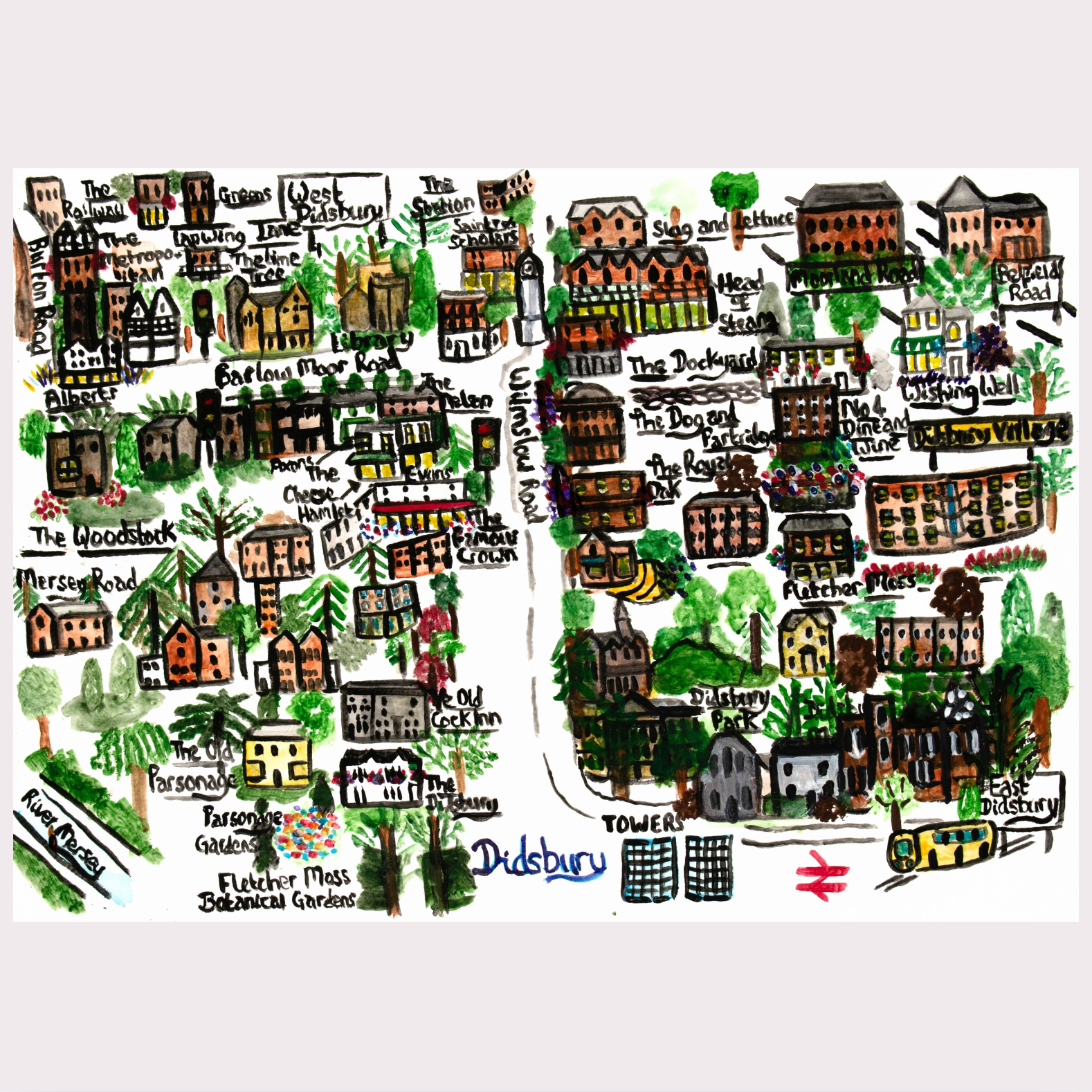 Didsbury Map Art Print