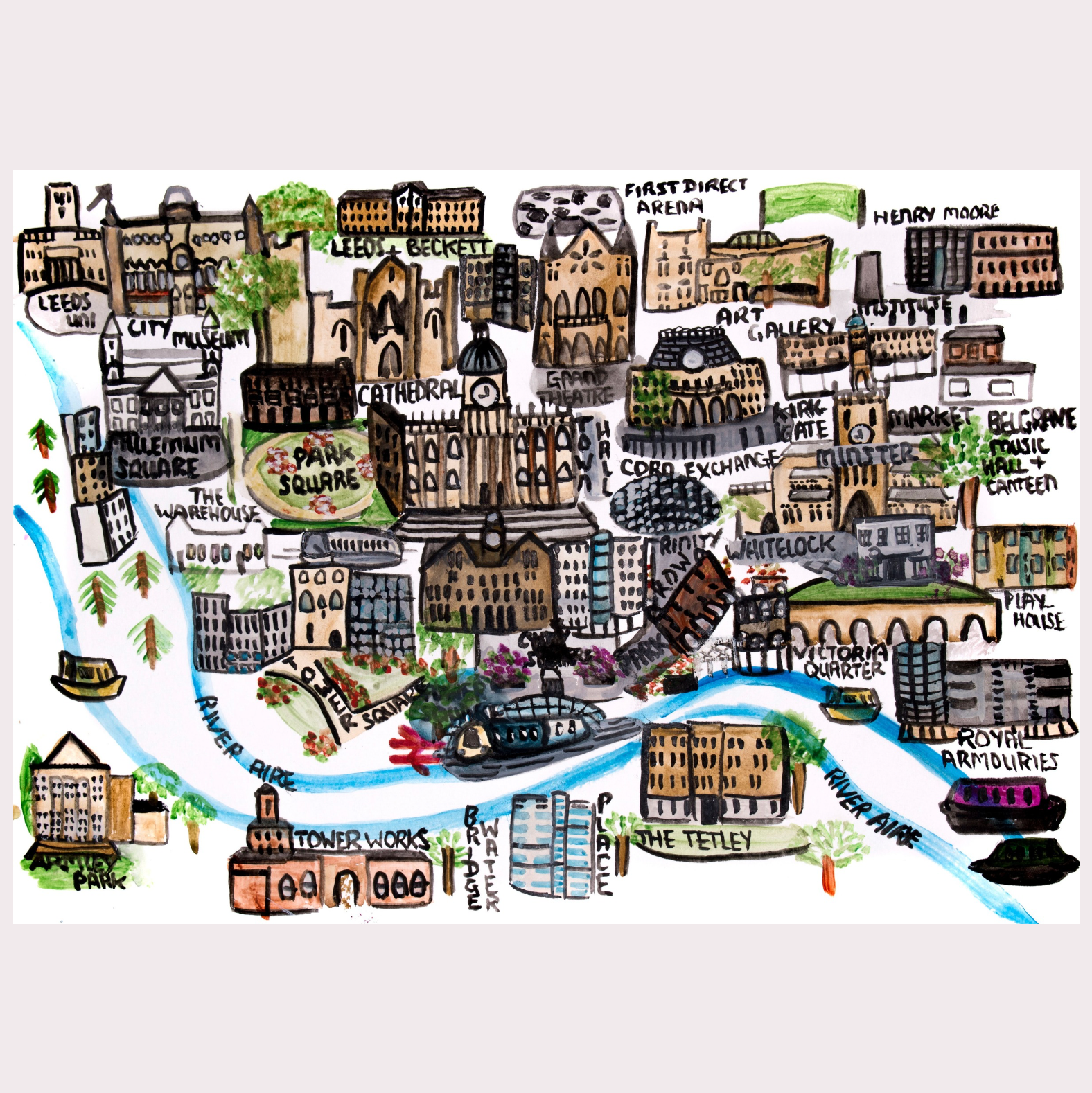 Leeds Map Art Print
