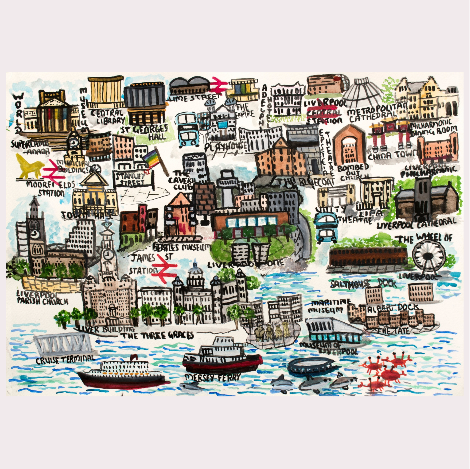 Liverpool Map Art Print
