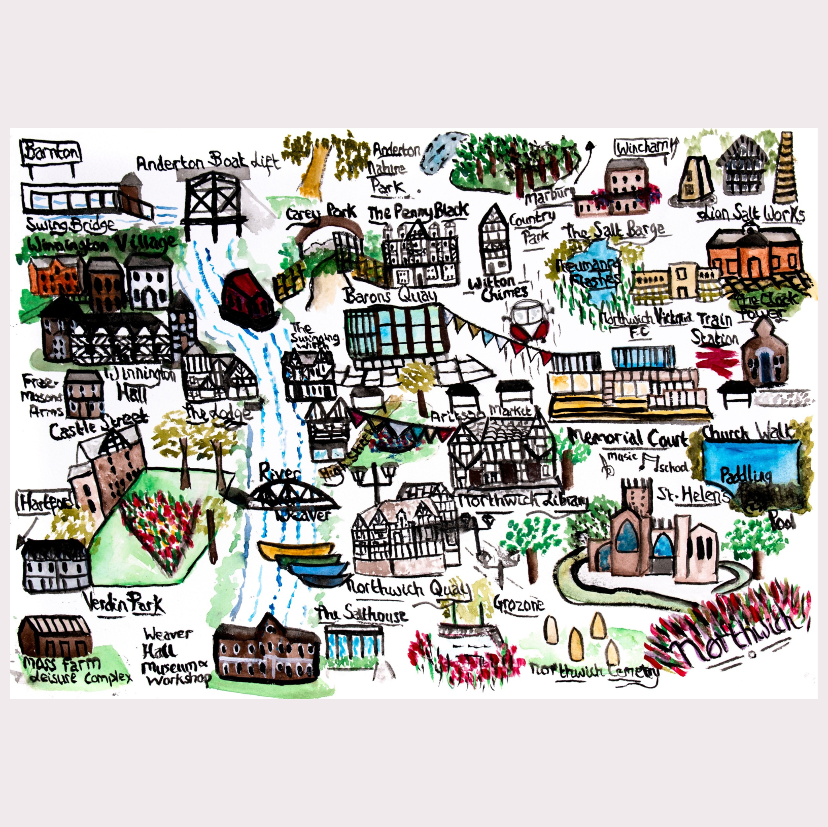 Northwich Map Art Print