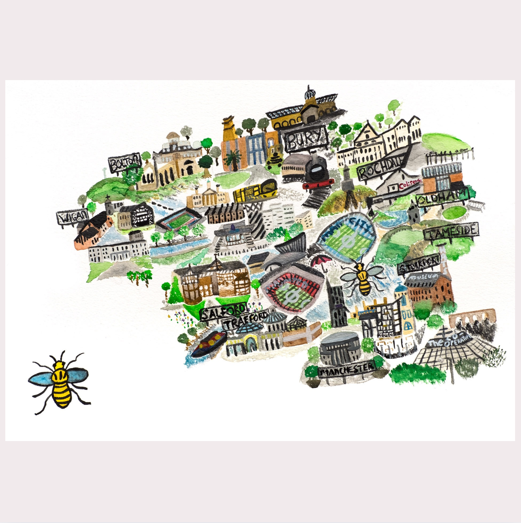 Manchester Map Art Print