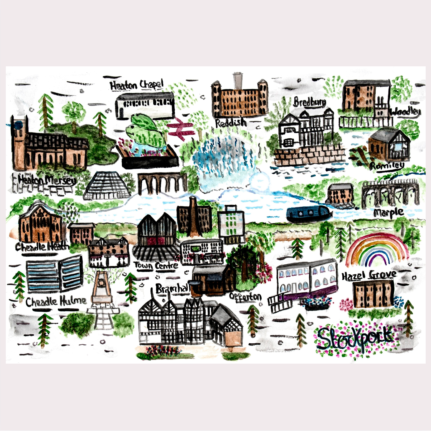 Stockport Map Art Print