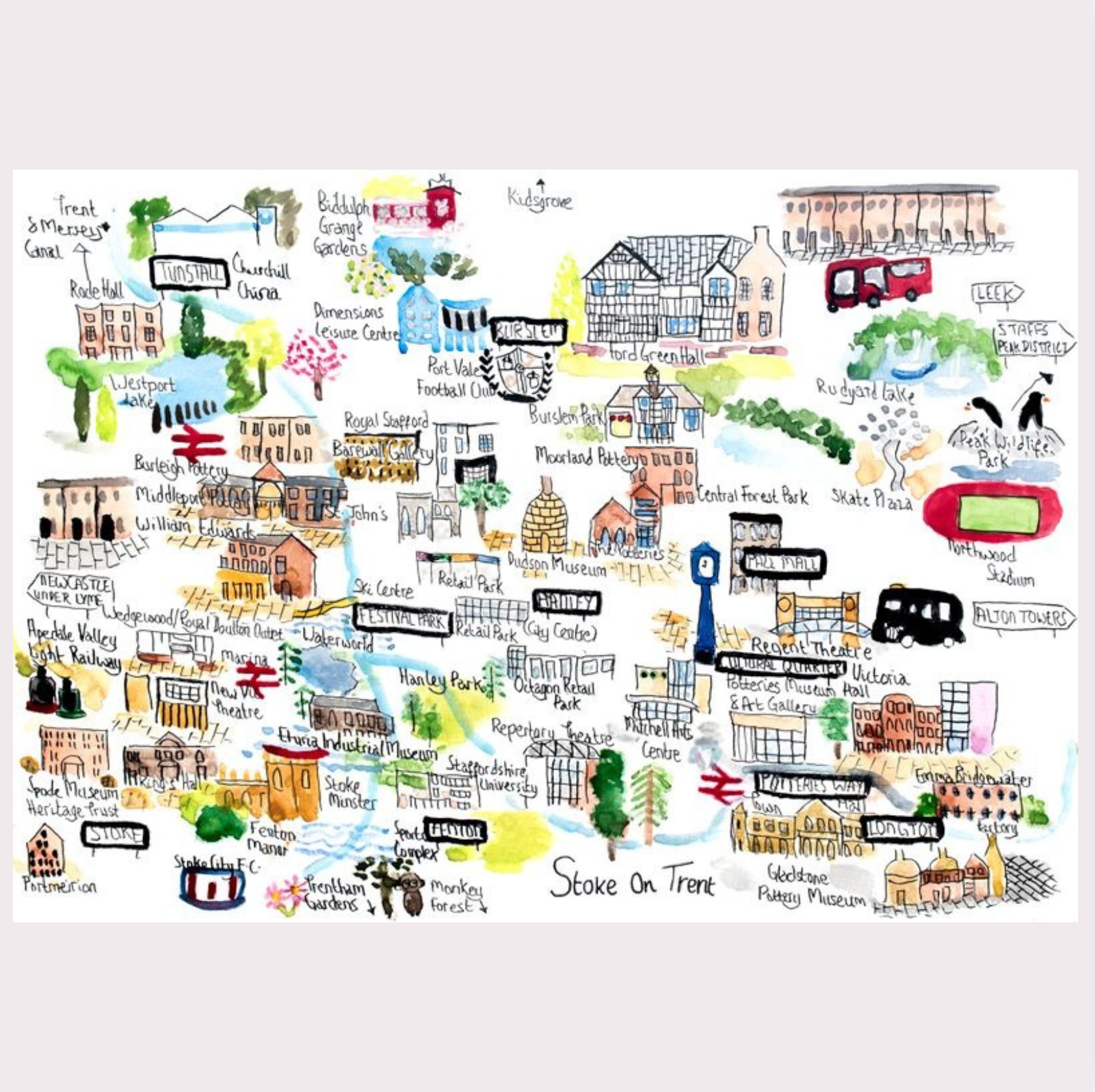 Stoke-On-Trent Map Art Print