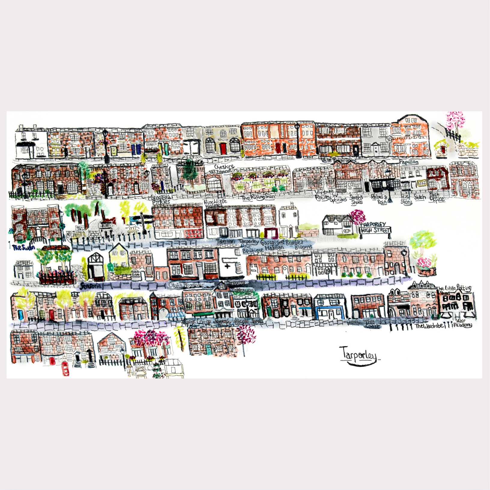 Tarporley Map Art Print
