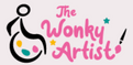 Logo of 'The Wonky Artist' with a stylized figure and colorful text on a light background