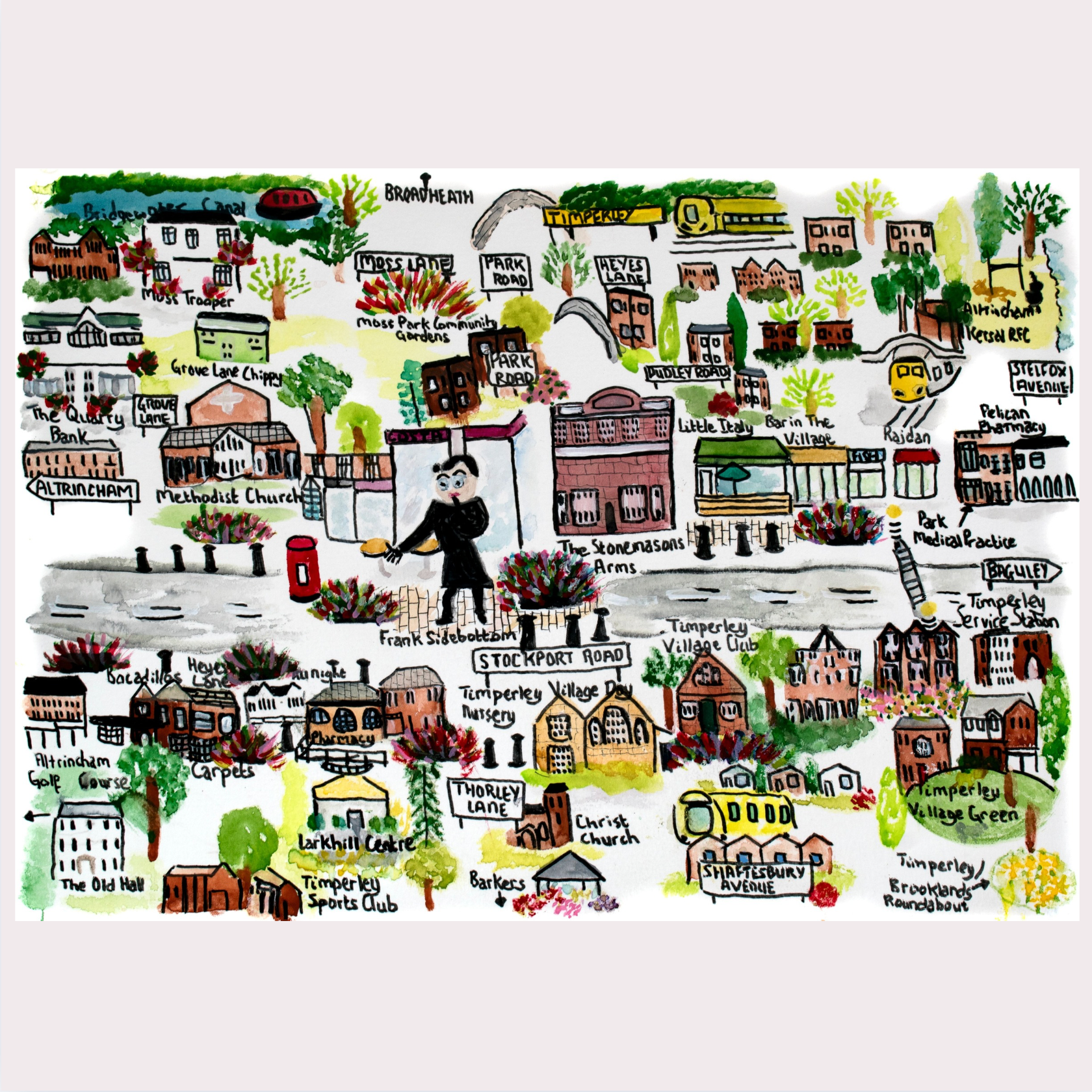 Timperley Map Art Print